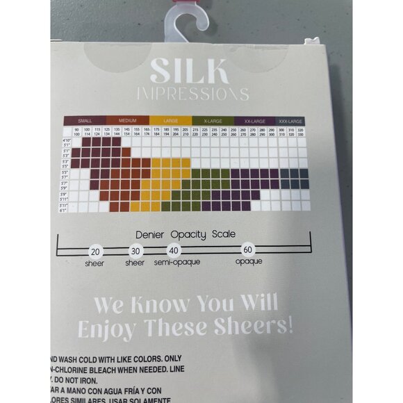 Silk Impressions Pantyhose Size Medium Shimmer Sheer Beige 20 Denier 2 Pair NEW - Picture 4 of 6